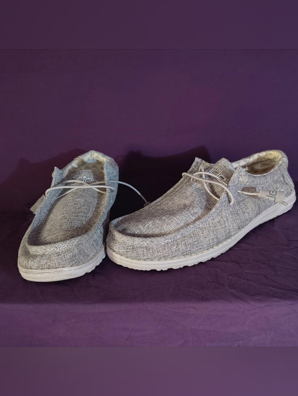 Hey Dude Wally Gray Linen Shoes - Iron